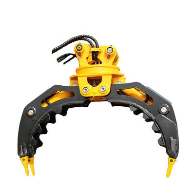 Hydraulic stone grapple with 360 degree function